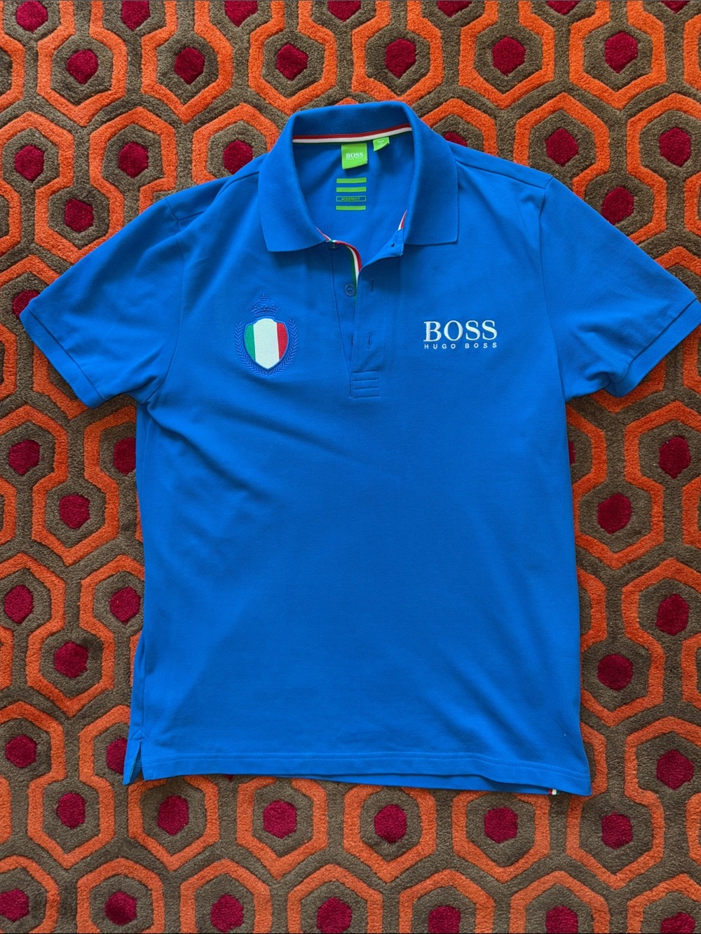 MAKE OFFER! Hugo Boss Bright Blue Polo with Italian Shield Patch Men's LG